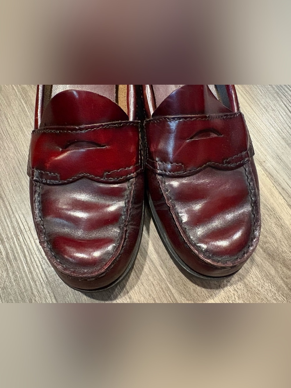 G.H. Bass & Co. Wine Red Leather Penny Loafers - Picture 6 of 6